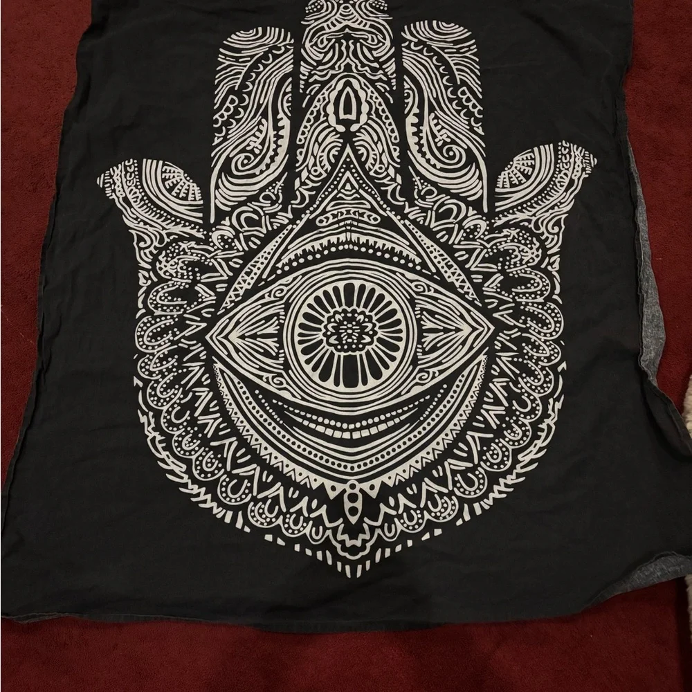 Black & White Hamsa Hand Evil Eye Tapestry - Spiritual Boho Wall Hanging